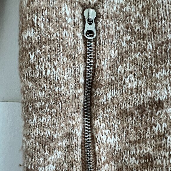 Classic J. Crew Long Sleeve Wool Cardigan, Size XS Color: cream and light brown - Picture 3 of 4